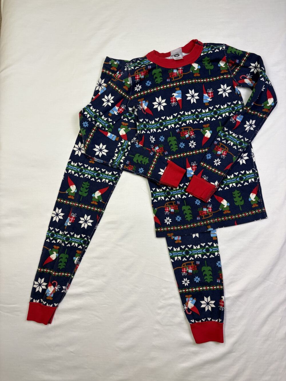 Hanna Andersson Kids Christmas Pajama Set Size 12 Gnomes Organic Cotton